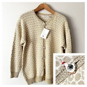 Vintage dia North of Boston Cotton Cardigan Rooster Buttons women's size medium